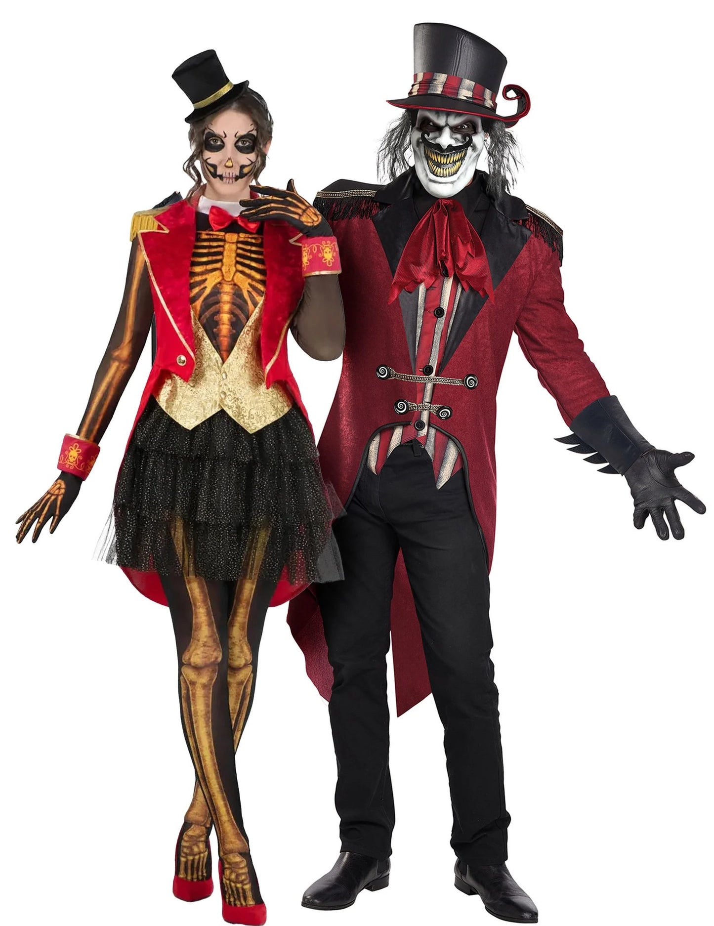 Déguisement de couple Dompteur et Madame Loyal squelette adulte