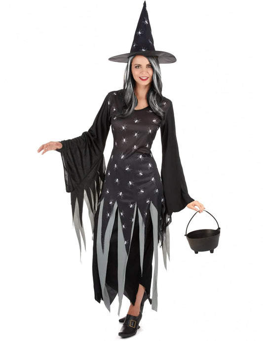 Pakiranje kostima za vješticu za žene s kotlom i perikom za Halloween