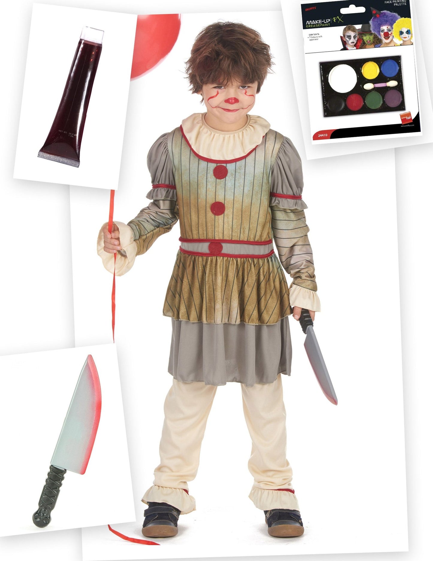 Pack déguisement clown terrifiant Halloween garçon