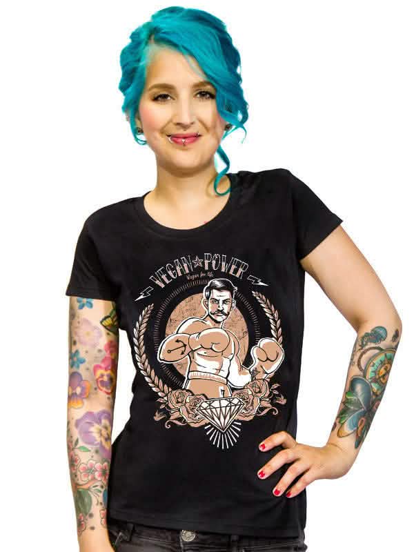 majice Vegan Power za žena crna