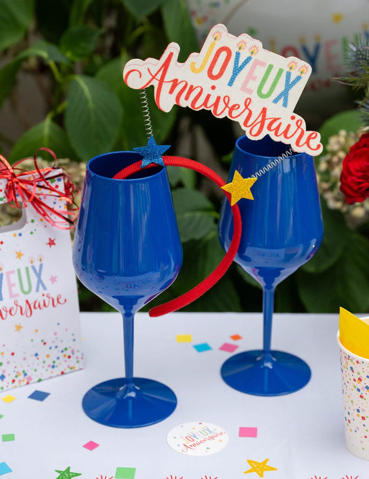 Tamnoplava čaša za vino na stalku 47 cl