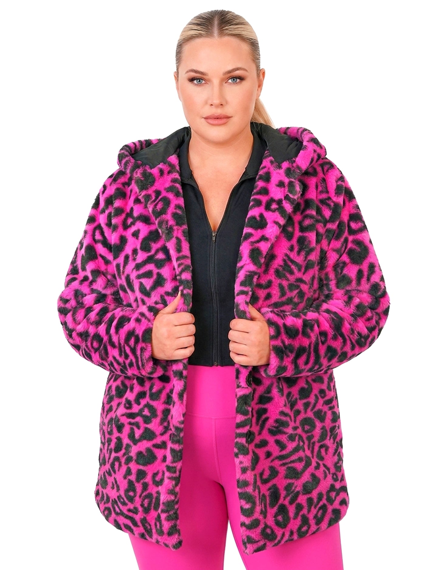 Jakna s kapuljačom od ružičaste leoparde
