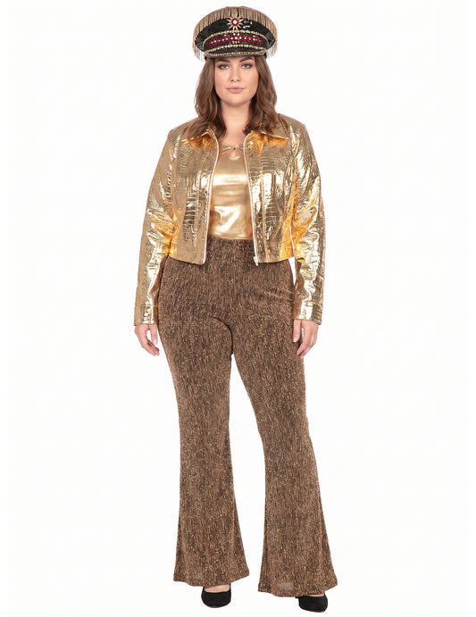Veste croco métallique dorée femme