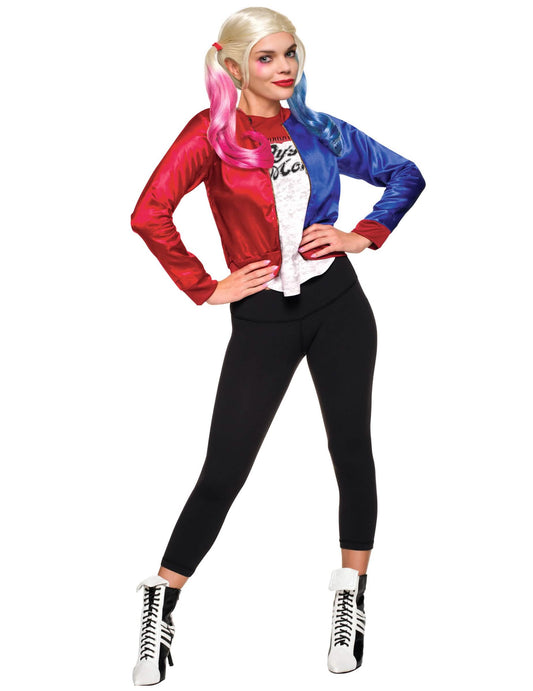Jakna i integrirana majica Harley Quinn Suicide squad™ za žena crvena i plava