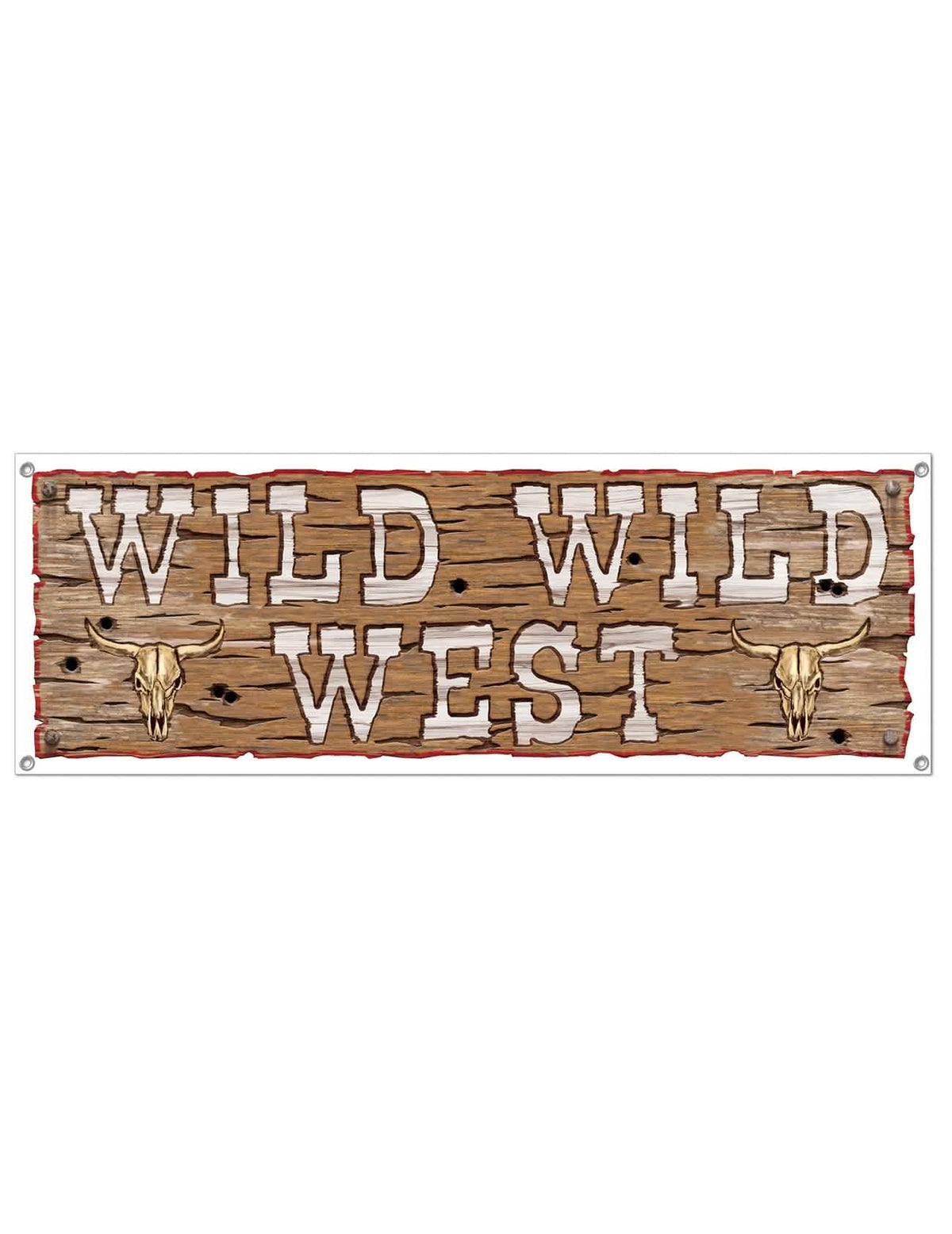 Plastični transparent Wild Wild West za zabavu s uzorkom drva i lubanjama bivola