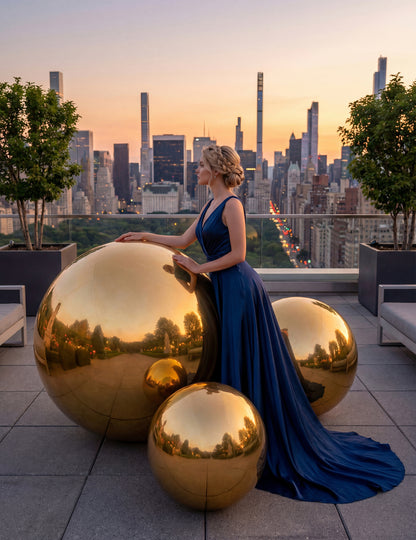 Zlatna napuhavajuća disko kugla 120 cm 