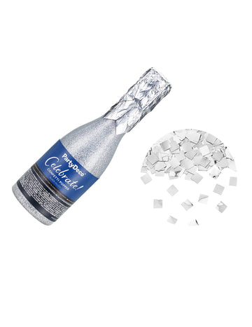 Top za konfete u obliku šampanjca od srebrnog metaliziranog papira 20,5 cm 