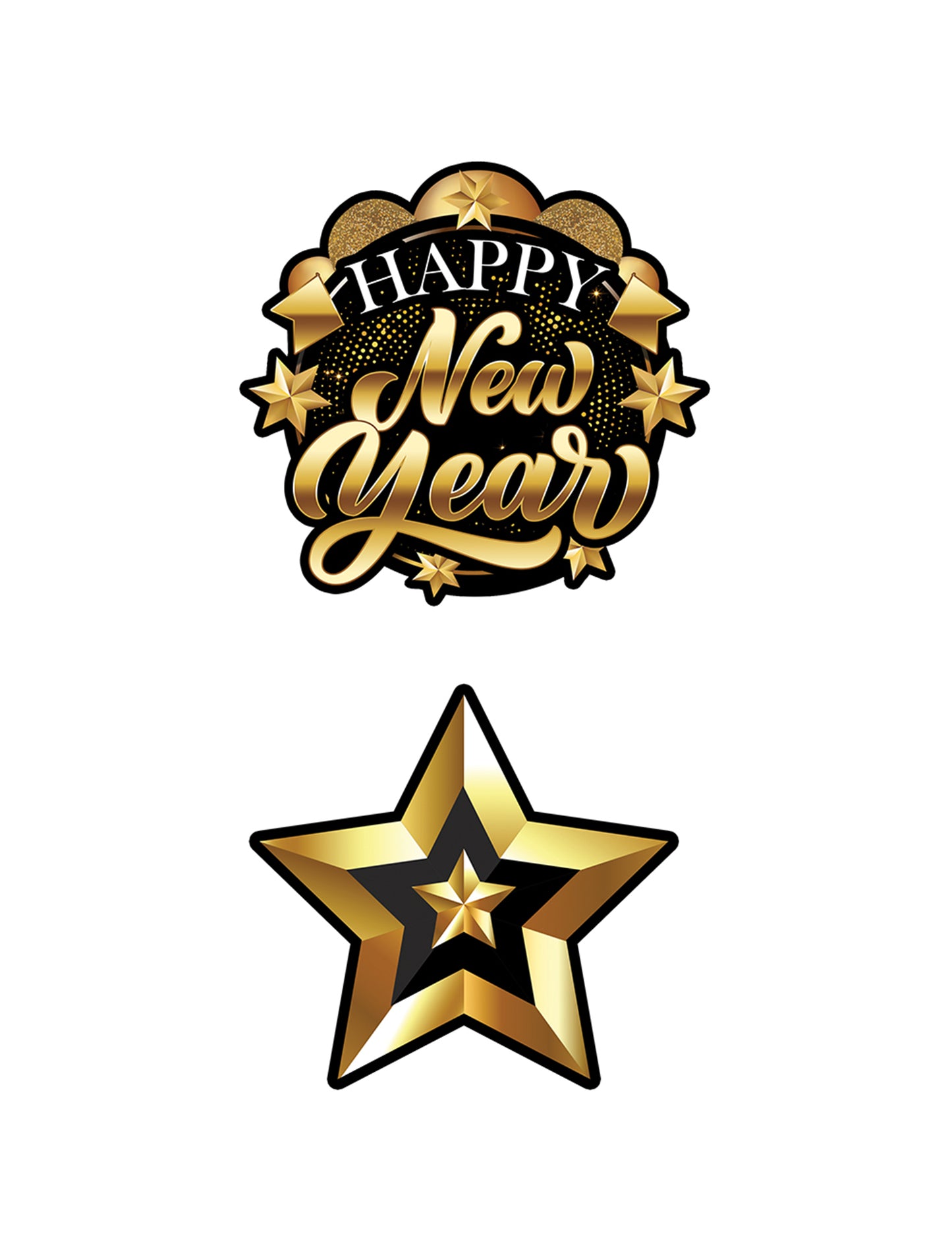 3m crno-zlatne kartonske girlande za sretnu Novu godinu