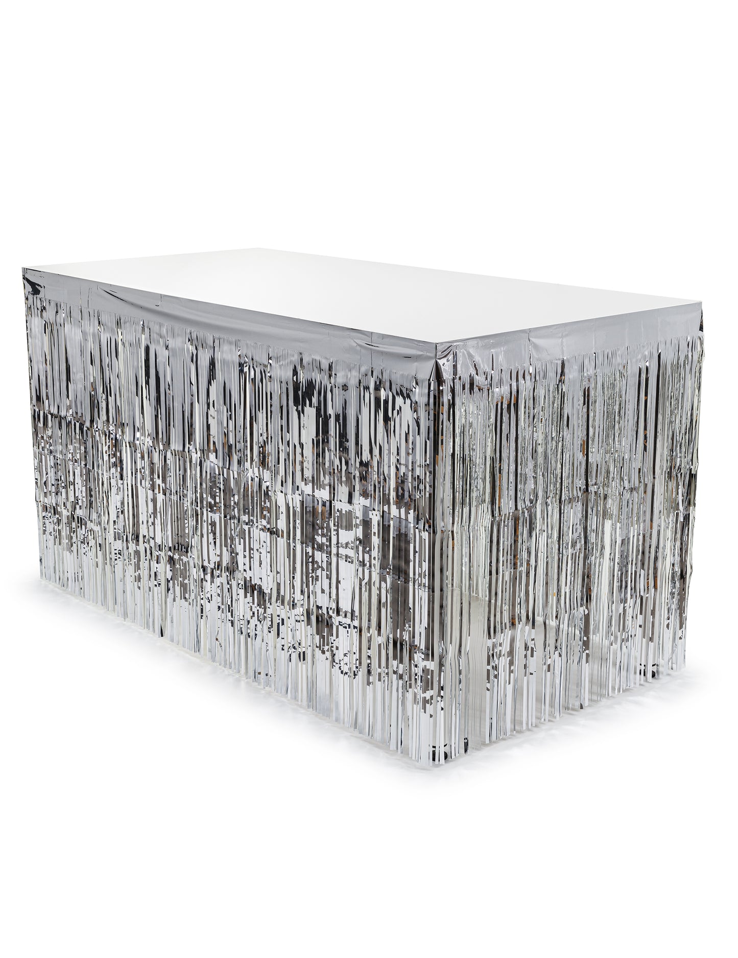 Srebrna stolna suknja s resama 300 x 80 cm 