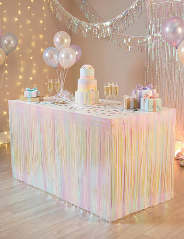 Suknja za stol s iridescentnim resama 300 x 80 cm 