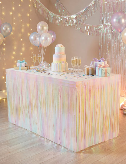 Suknja za stol s iridescentnim resama 300 x 80 cm 