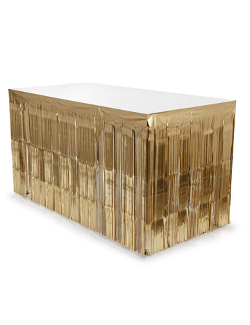 Zlatna stolna suknja s resama 300 x 80 cm 