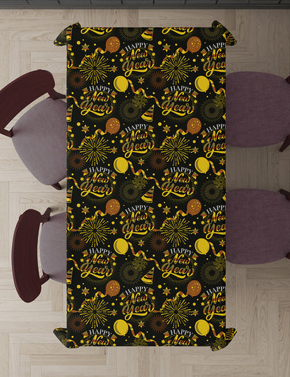 Stolnjak za sretnu novu godinu crno-zlatni 1,37 x 2,74 m
