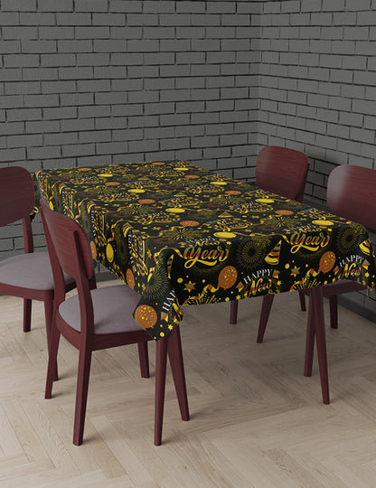 Stolnjak za sretnu novu godinu crno-zlatni 1,37 x 2,74 m