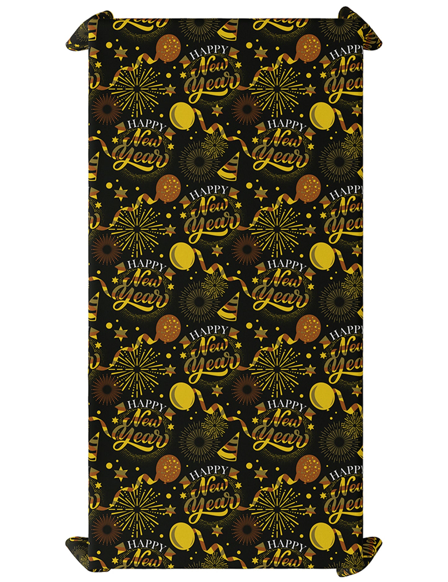 Stolnjak za sretnu novu godinu crno-zlatni 1,37 x 2,74 m