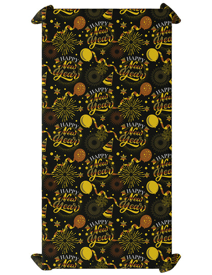 Stolnjak za sretnu novu godinu crno-zlatni 1,37 x 2,74 m