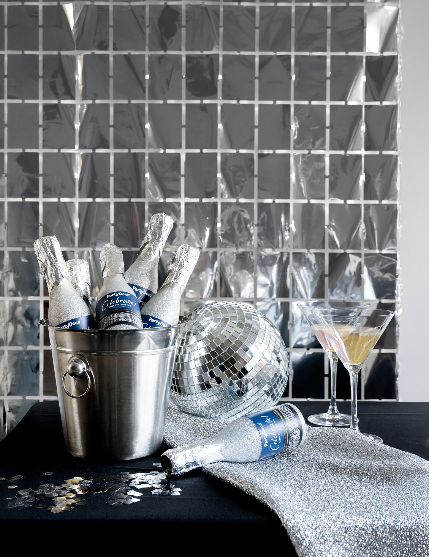 Srebrna zavjesa od kvadratića 100 x 200 cm 