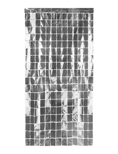 Srebrna zavjesa od kvadratića 100 x 200 cm 