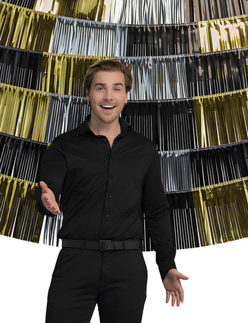 1 pozadina 6 metaliziranih resastih girlandi 150 x 26 cm 