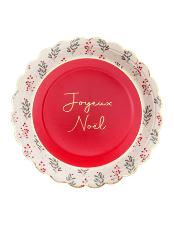 10 papirnatih tanjura s nazubljenim božićnim motivima božikovine 23 cm Sretan Božić