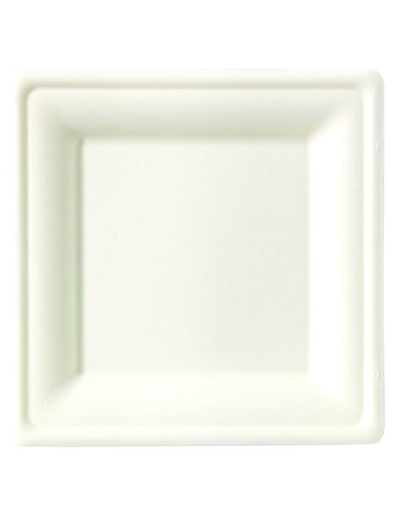 10 kvadratnih tanjura od vlakana šećerne trske, 26 x 26 cm bijelo kompostabilno