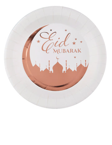 10 kartonskih tanjura boje ružičastog zlata za Eid Mubarak 23 cm motiv palače