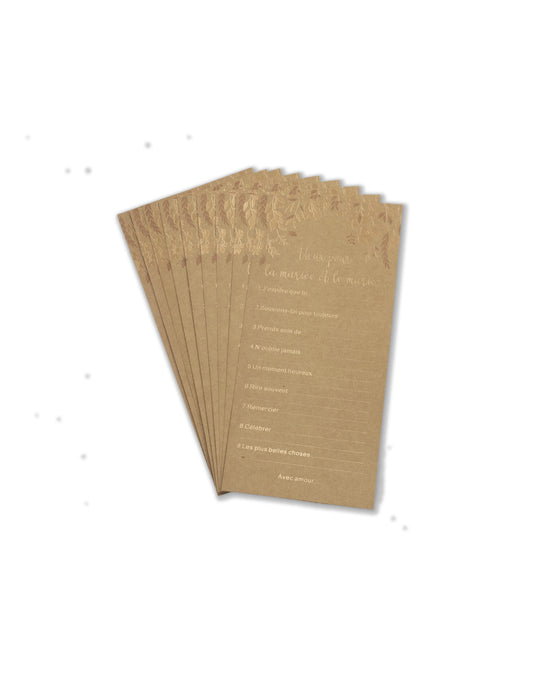 Cartes de vœux de mariage pour les mariés kraft et bronze à remplir