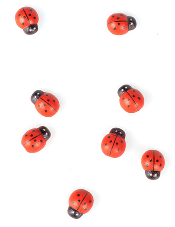 10 crvenih i crnih drvenih bubamara 1,5 cm za dekoraciju 