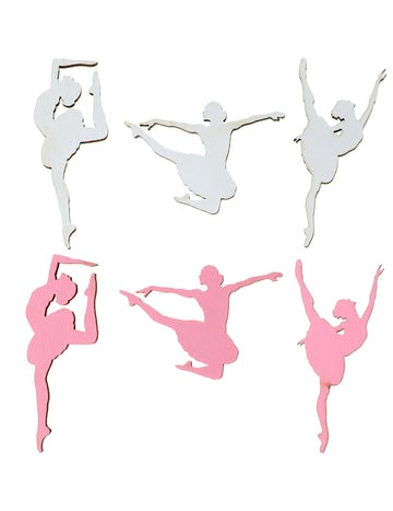 10 drvenih konfeta za stol s balerinama 1 x 2 cm ružičasta i bijela