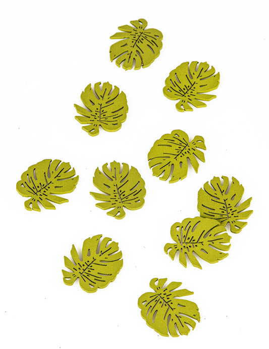 Confettis en bois feuilles tropicales pour fête vert