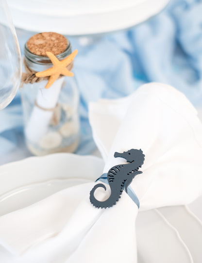 10 plavih hipokampanih drvenih konfeta 6 i 4,5 cm