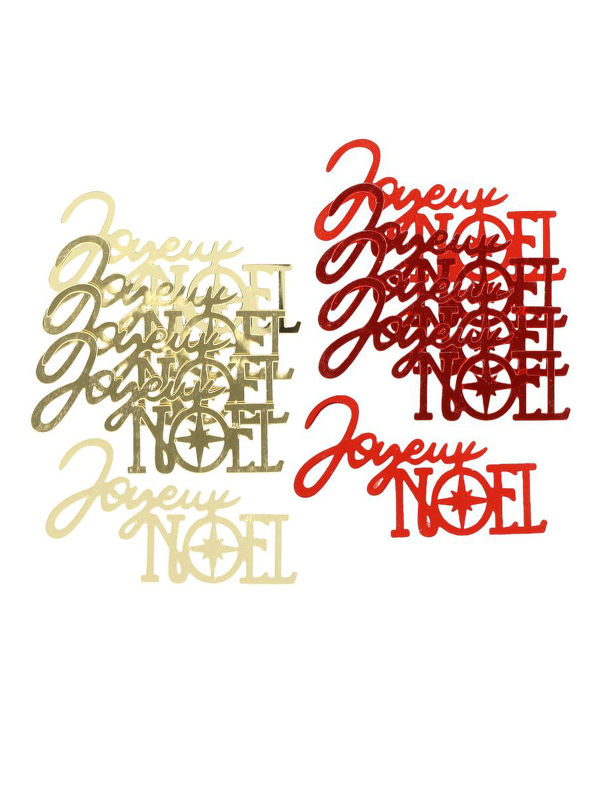 10 confettis Joyeux Noël rouge et or 6,5 x 3,5 cm