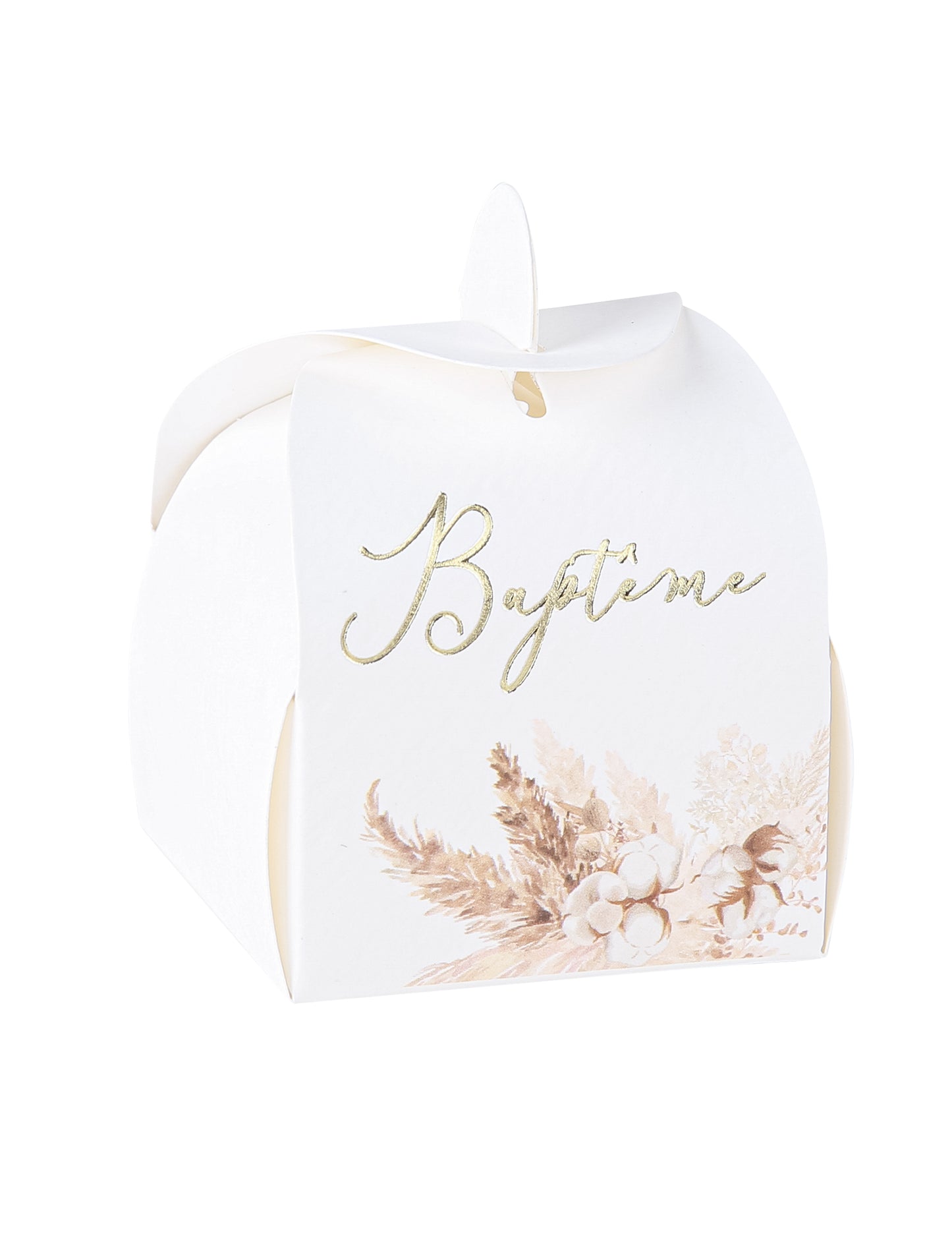 10 kartonskih posuda za krštenje s pampas travom i cvjetovima pamuka (5x7 cm) cm