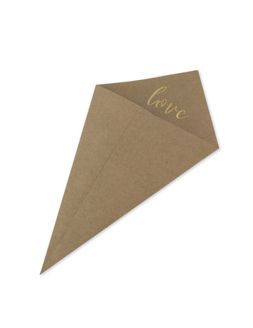10 korneta od kraft papira s utisnutim zlatnim slovima, dizajn "ljubav", 20 x 11 cm za vjenčanje