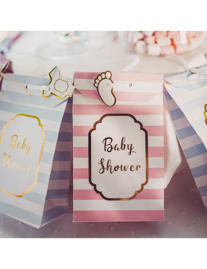 10 prugastih ružičasto-zlatnih naljepnica "Little Wonder", 3 x 1,7 cm s vrpcama