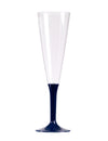 Flûte à champagne avec pied bleu marine en plastique