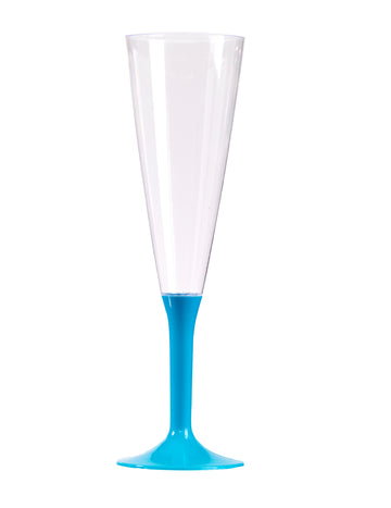 10 tirkiznih čaša za šampanjac s nozdrvom, 150 ml, plastične