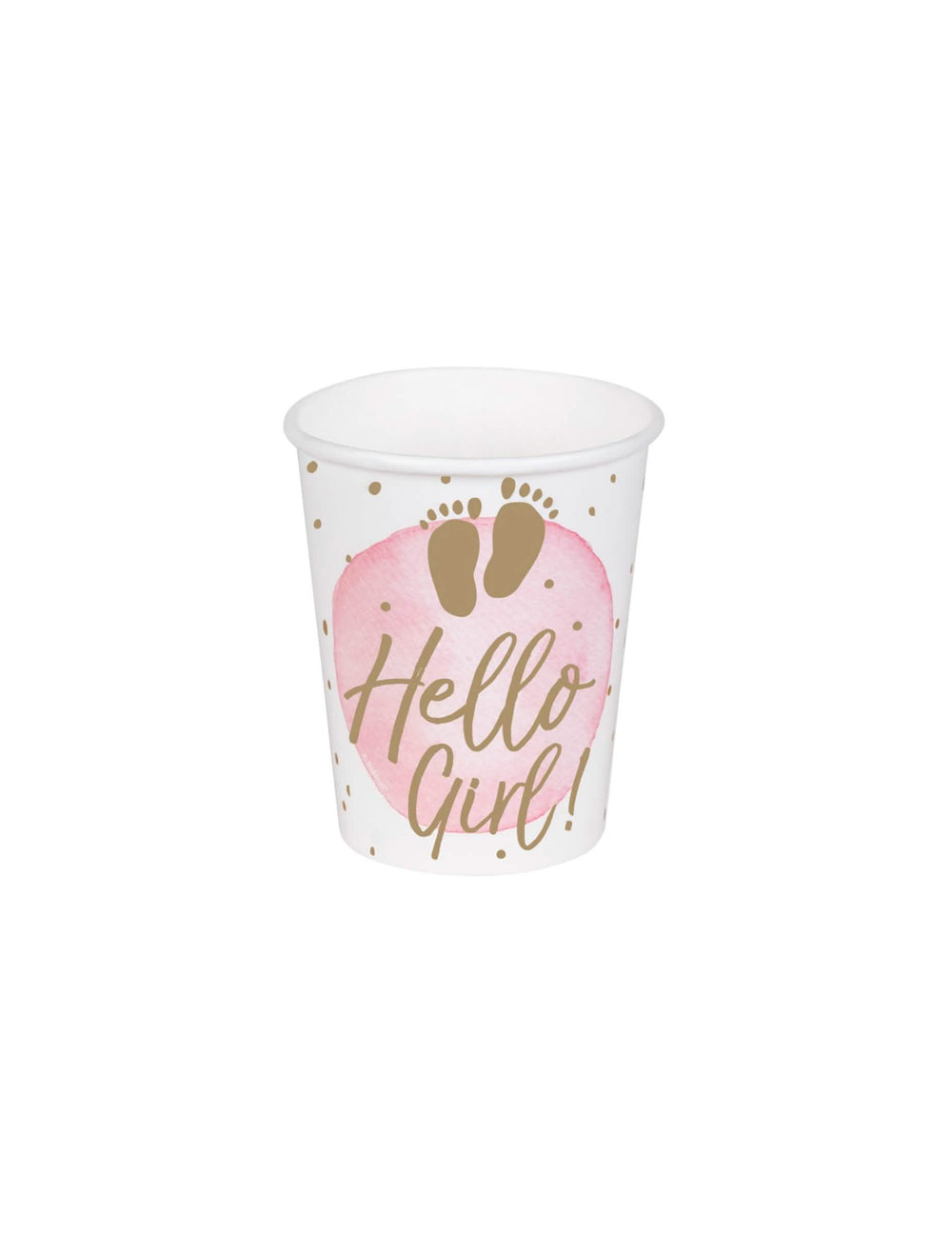 Kartonske čaše Hello Girl za baby shower roza i zlatna