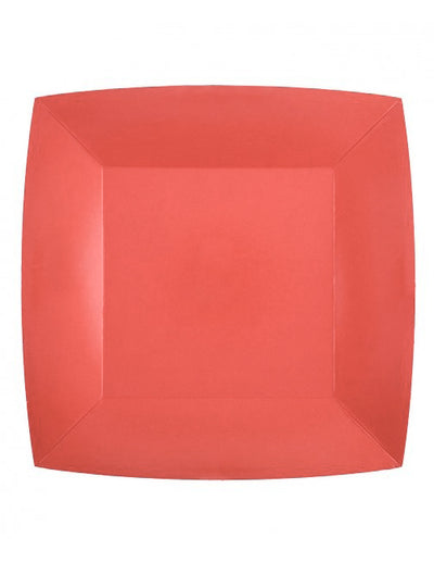 Assiettes carrées en carton originales pour fête rouge
