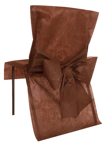 Housse de chaise premium chocolat en intissé à noeud