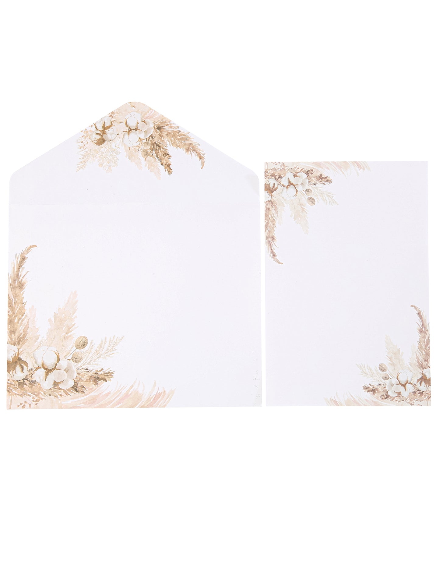 10 pozivnica s pampasom i cvjetovima pamuka 10 x 15 cm s omotnicama 