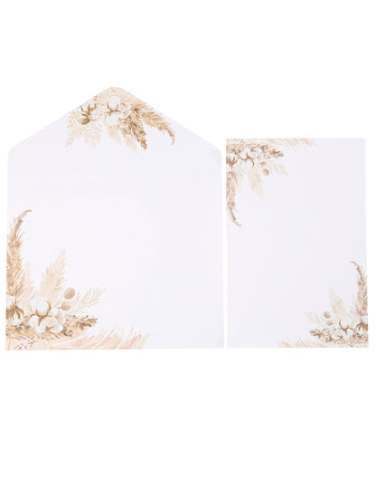 10 pozivnica s pampasom i cvjetovima pamuka 10 x 15 cm s omotnicama 