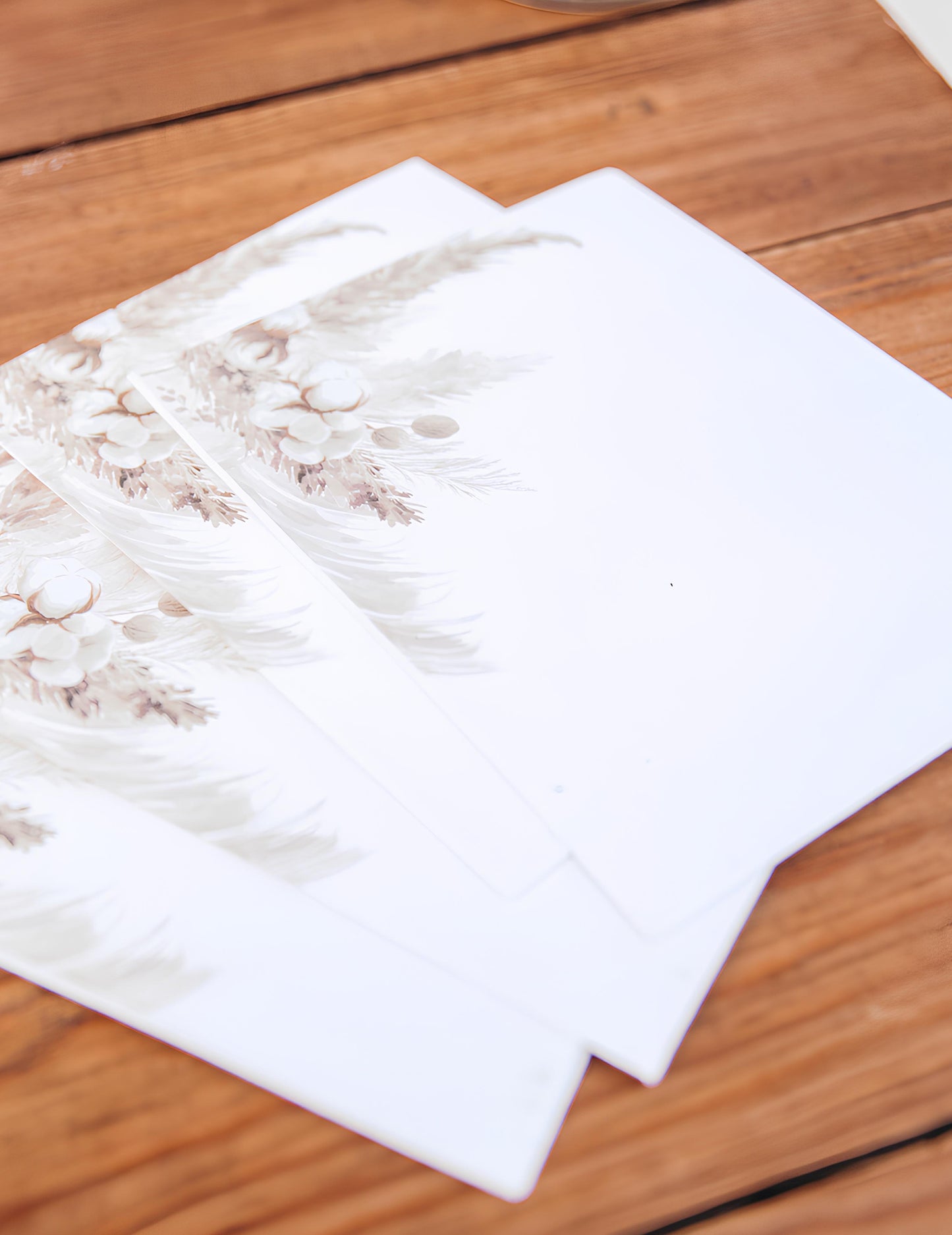 10 pozivnica s pampasom i cvjetovima pamuka 10 x 15 cm s omotnicama 