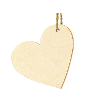 10 drvenih kartica s mjestima u obliku srca (6 x 5 cm) cm s nizom
