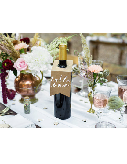 10 stolnih markera od kraft papira za boce s bijelim brojevima