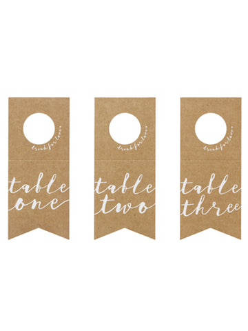10 stolnih markera od kraft papira za boce s bijelim brojevima