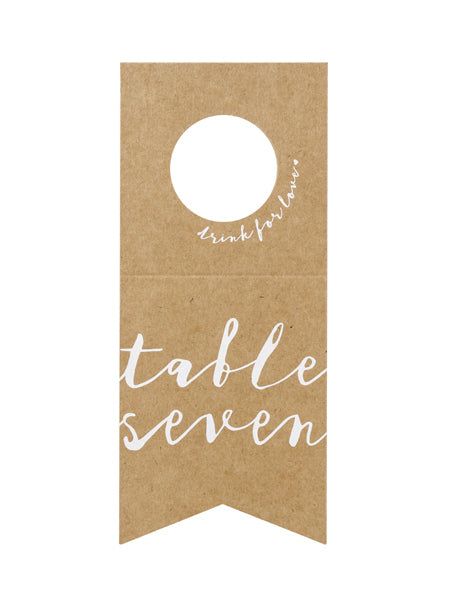 10 stolnih markera od kraft papira za boce s bijelim brojevima