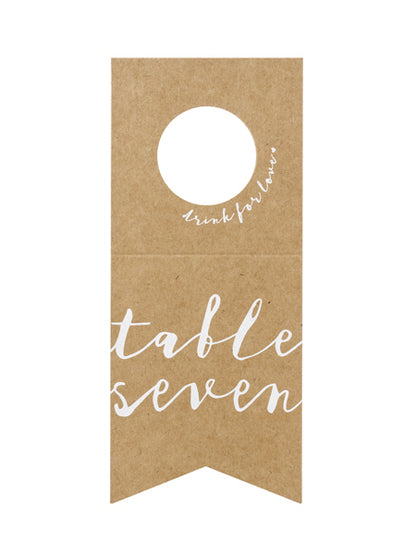 10 stolnih markera od kraft papira za boce s bijelim brojevima