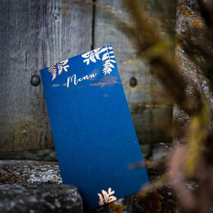 10 jelovnika, morske i bakrene paprati, 22,5 x 11 cm za vjenčanje