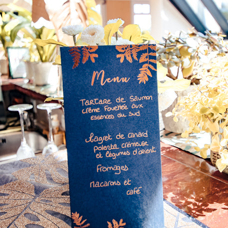 10 jelovnika, morske i bakrene paprati, 22,5 x 11 cm za vjenčanje